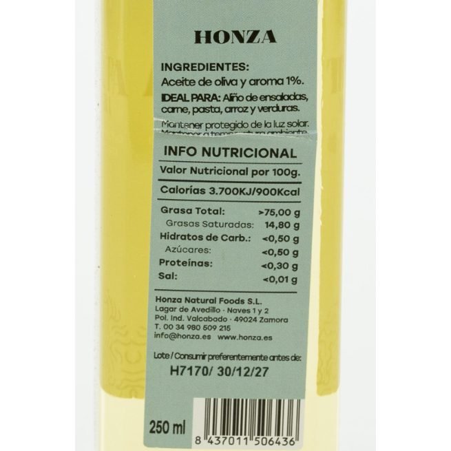 Botella de aceite de oliva aromatizado a la trufa negra de la marca Honza Botella de aceite de oliva aromatizado a la trufa negra de la marca Honza