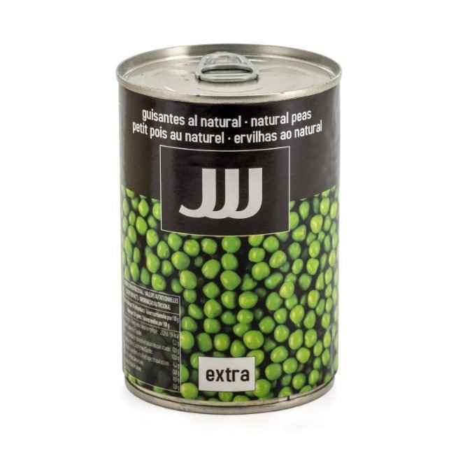 Lata de guisantes medianos al natural calidad extra marca JJJ Lata de guisantes medianos al natural calidad extra marca JJJ