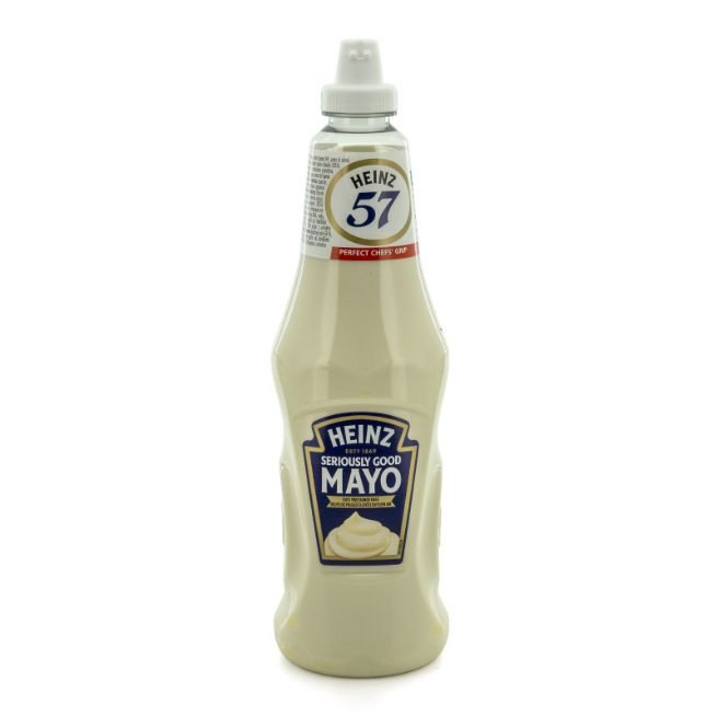 Bote de mayonesa Heinz Seriously Good de 1 litro formato boca abajo Bote de mayonesa Heinz Seriously Good de 1 litro formato boca abajo
