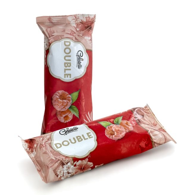 Bombón helado Summun doble frambuesa con cobertura de chocolate congelado Bombón helado Summun doble frambuesa con cobertura de chocolate congelado