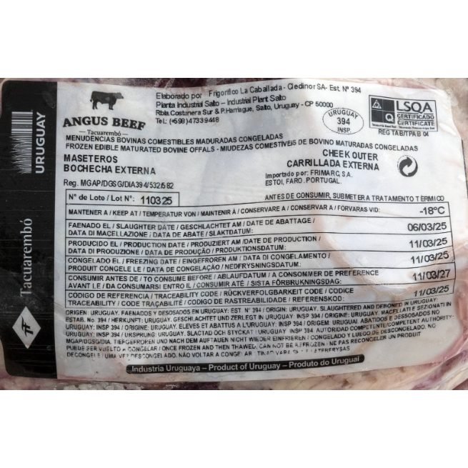 Carrillera externa de vacuno Angus congelada Tacuarembó Carrillera externa de vacuno Angus congelada Tacuarembó