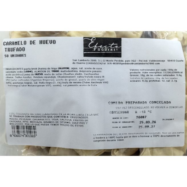 Caramelo de huevo trufado congelado marca Efecto Gourmet en bolsa de 50 unidades Caramelo de huevo trufado congelado marca Efecto Gourmet en bolsa de 50 unidades