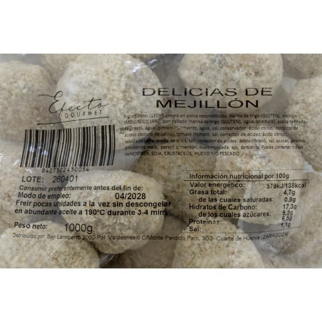 Bolsa de delicias de mejillón congeladas Efecto Gourmet de 1 kg Bolsa de delicias de mejillón congeladas Efecto Gourmet de 1 kg