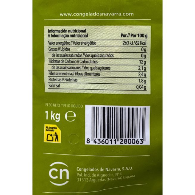 Ensaladilla ultracongelada con patata zanahoria guisantes y judías verdes en bolsa de 1 kg Ensaladilla ultracongelada con patata zanahoria guisantes y judías verdes en bolsa de 1 kg