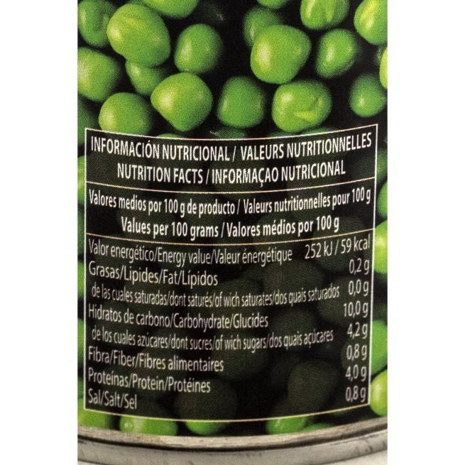 Lata de guisantes medianos al natural calidad extra marca JJJ Lata de guisantes medianos al natural calidad extra marca JJJ
