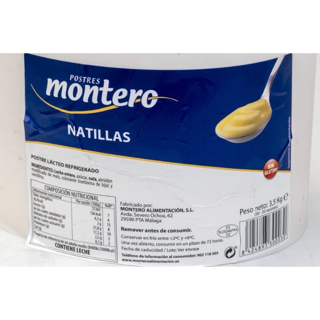 Natillas de vainilla Postres Montero en cubo de 3,5 kg refrigerado Natillas de vainilla Postres Montero en cubo de 3,5 kg refrigerado