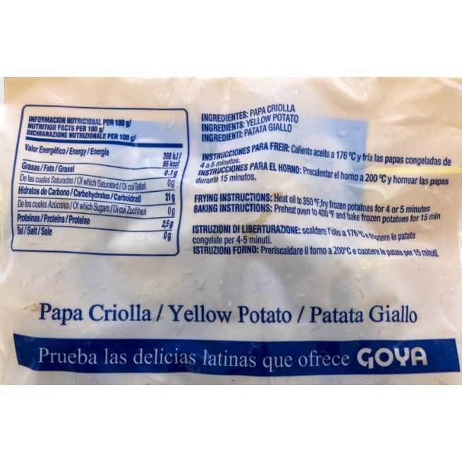 Papa criolla congelada Goya en bolsa de 400 gramos Papa criolla congelada Goya en bolsa de 400 gramos