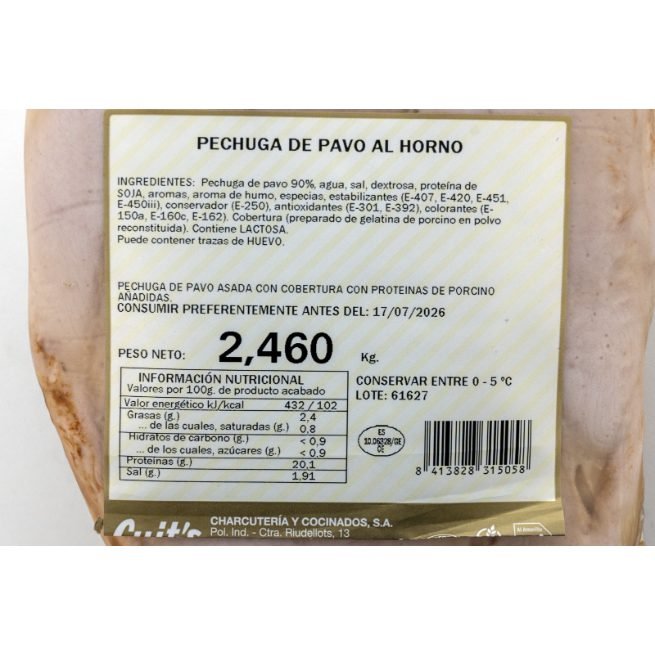 Pechuga de pavo al horno asada envasada al vacío lista para lonchear Pechuga de pavo al horno asada envasada al vacío lista para lonchear