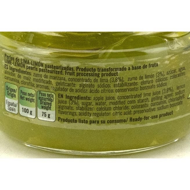 Tarro de perlas de lima-limón pasteurizadas FRUIT by CFS 100g Tarro de perlas de lima-limón pasteurizadas FRUIT by CFS 100g