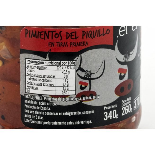 Tarro de Pimientos del Piquillo en Tiras El Encierro Tarro de Pimientos del Piquillo en Tiras El Encierro