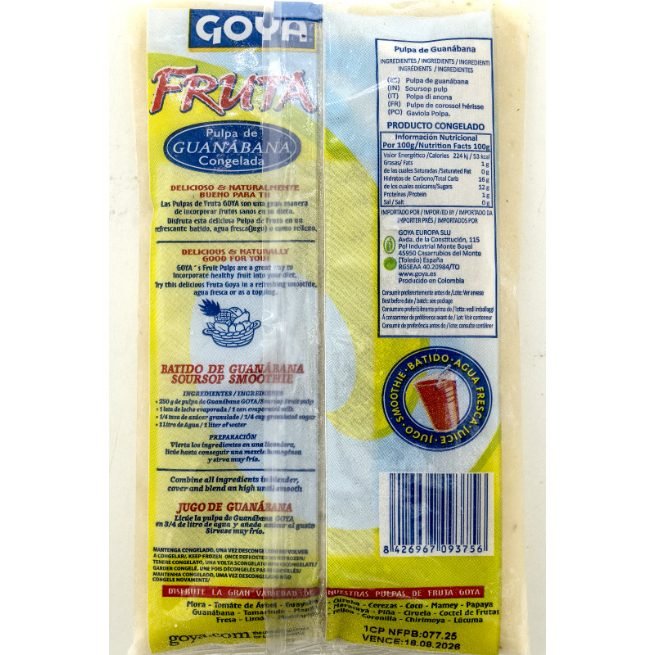 Pulpa de guanábana congelada Goya en envase de 250 gramos Pulpa de guanábana congelada Goya en envase de 250 gramos