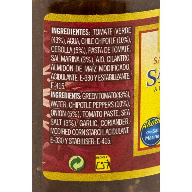 Salsa Taquera Goya picante con chile chipotle en botella de cristal Salsa Taquera Goya picante con chile chipotle en botella de cristal