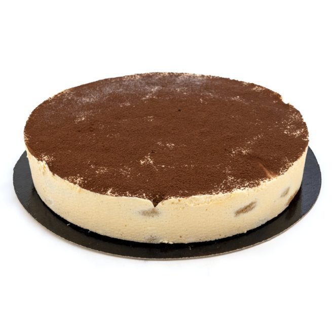 Tarta de tiramisú casera congelada con cacao en polvo Tarta de tiramisú casera congelada con cacao en polvo