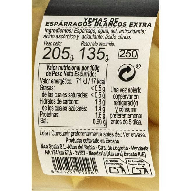 Tarro de yemas de espárragos blancos extra Cárcar Tarro de yemas de espárragos blancos extra Cárcar