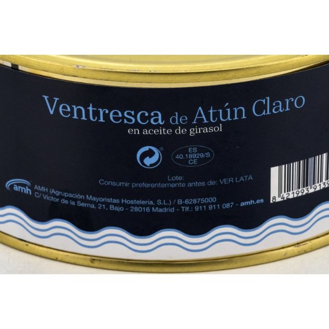 Lata de Ventresca de Atún Claro en aceite de girasol Arraunak 900 g Lata de Ventresca de Atún Claro en aceite de girasol Arraunak 900 g