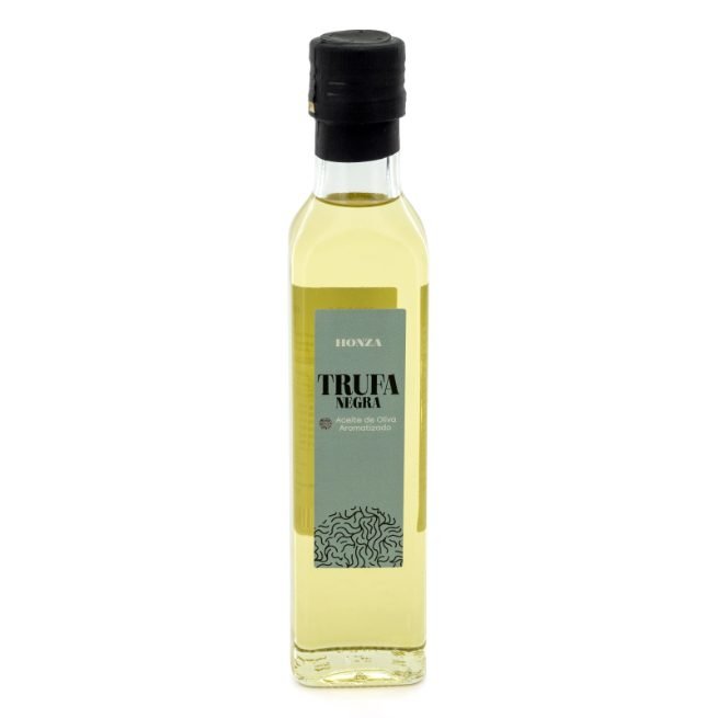 Botella de aceite de oliva aromatizado a la trufa negra de la marca Honza Botella de aceite de oliva aromatizado a la trufa negra de la marca Honza
