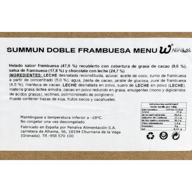 Bombón helado Summun doble frambuesa con cobertura de chocolate congelado Bombón helado Summun doble frambuesa con cobertura de chocolate congelado
