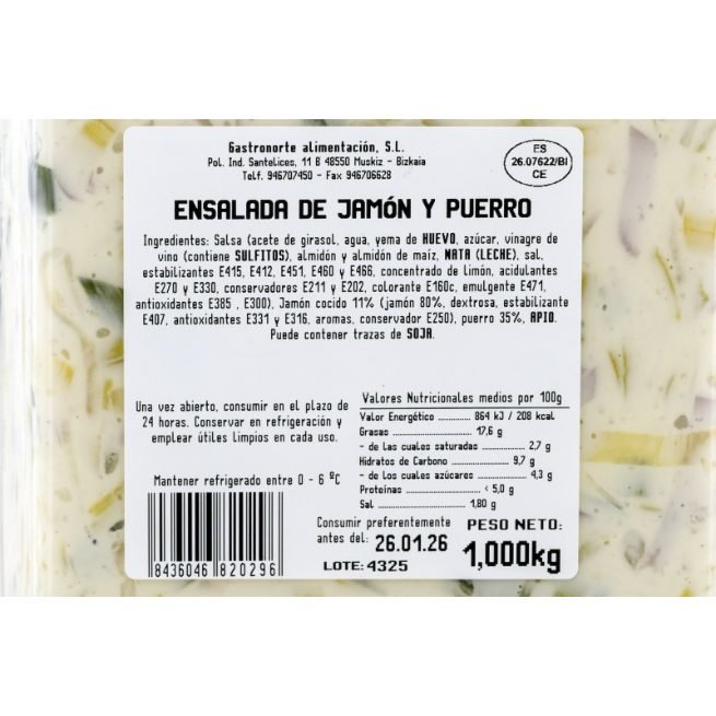 Ensalada de jamón cocido y puerro Efecto Gourmet en tarrina refrigerada Ensalada de jamón cocido y puerro Efecto Gourmet en tarrina refrigerada