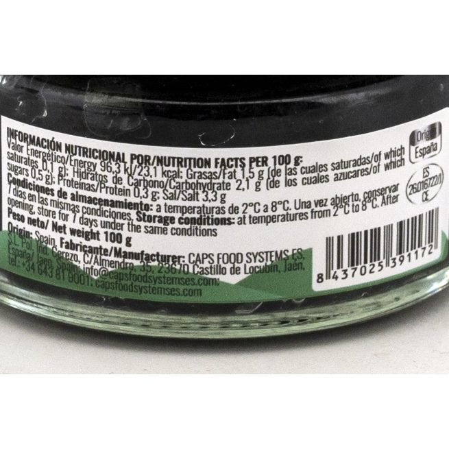 Tarro de perlas de algas negras Caviar ES producto vegano pasteurizado Tarro de perlas de algas negras Caviar ES producto vegano pasteurizado