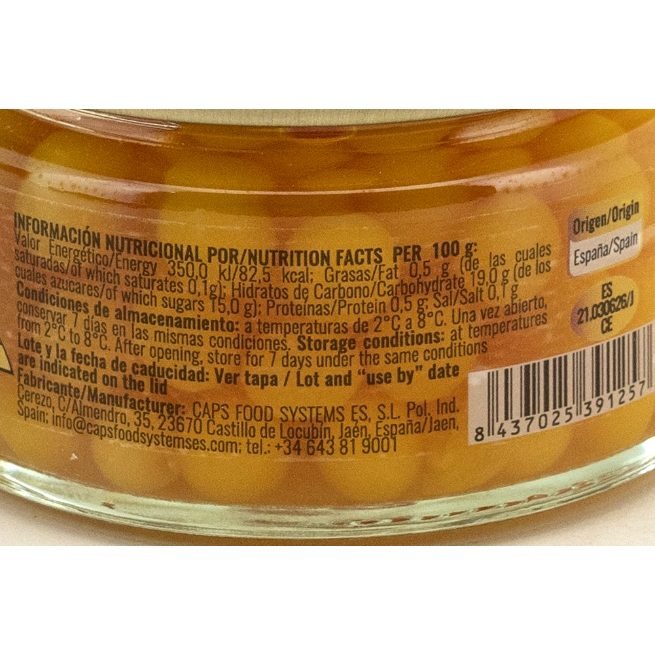 Perlas de mango-maracuyá pasteurizadas en tarro de cristal de 100 gramos Perlas de mango-maracuyá pasteurizadas en tarro de cristal de 100 gramos