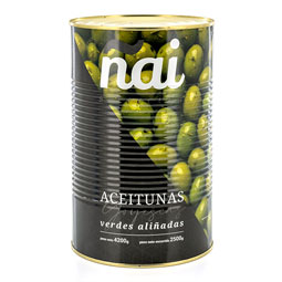 Aceitunas Verdes Aliñadas ÑAI Goyescas (Lata Grande A-15 4200g)