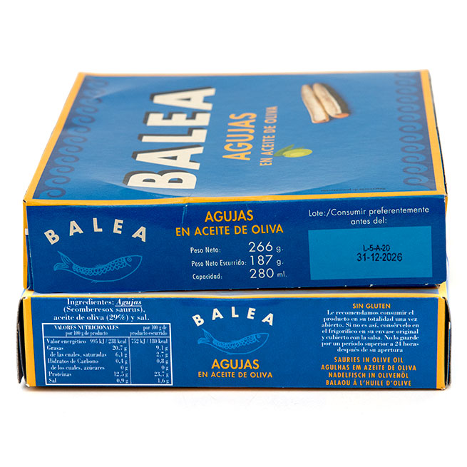 Agujas en aceite de oliva 280Ml Agujas en aceite de oliva 280Ml