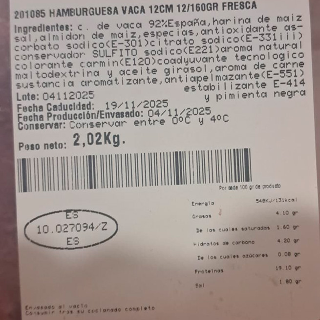 Burger de vaca 160Gr Burger de vaca 160Gr