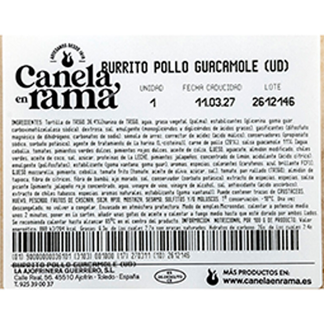 Burrito de pollo con guacamole Burrito de pollo con guacamole