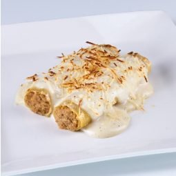 Canelones de pollo de corral, foie y trufa