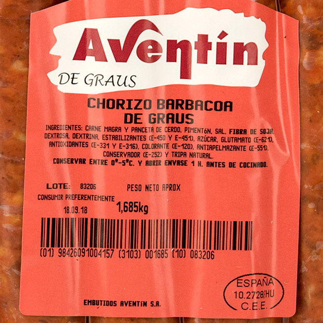 Chorizo de Graus bolsa de 1,7 Kg aproximados