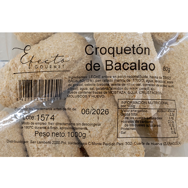 Croquetón de bacalao 80Gr aprox Croquetón de bacalao 80Gr aprox