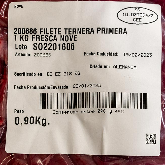 Filete de ternera primera calidad Nove 1 Kg
