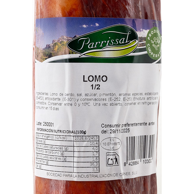 Lomo embuchado 50% 1/2 pieza Lomo embuchado 50% 1/2 pieza