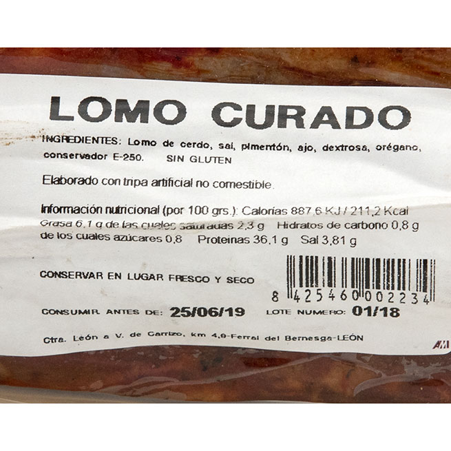 Lomo Embuchado de León 900Gr Aproximados