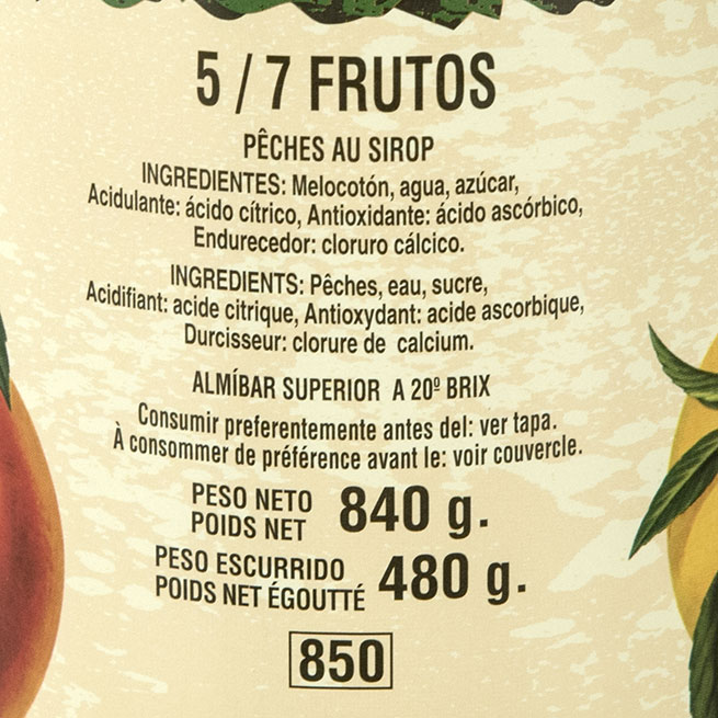 Melocotón en Almíbar Extra Marzo 5/7 frutos 950Gr