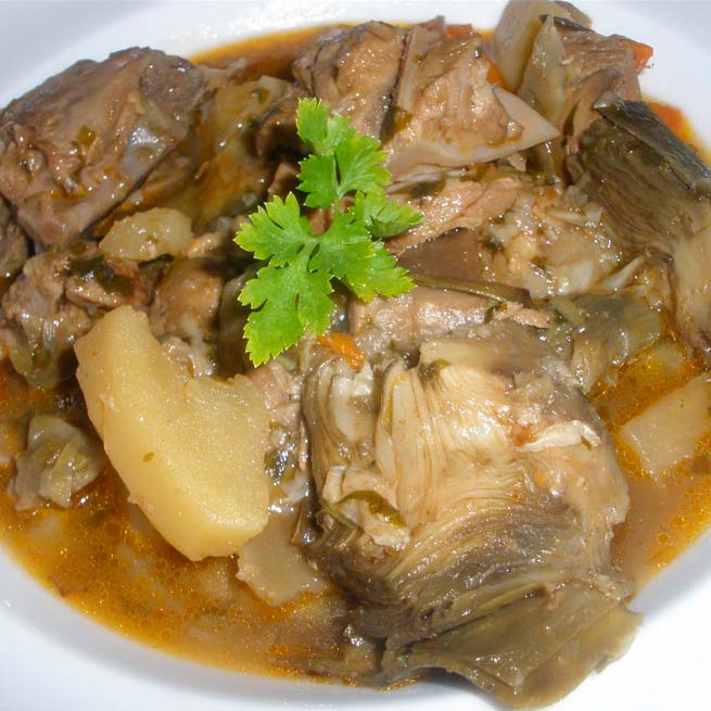 Menestra de cordero con alcachofas