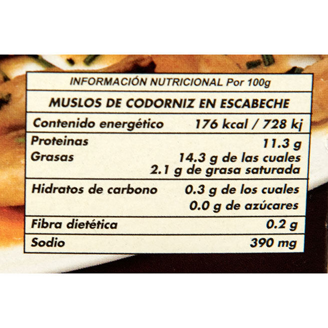 Muslos de codorniz en escabeche Ñai en envase de 390 gramos Muslos de codorniz en escabeche Ñai en envase de 390 gramos