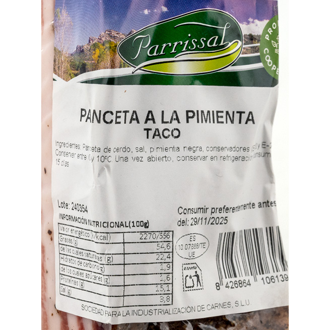 Panceta pimienta tacos 450-900Gr Panceta pimienta tacos 450-900Gr