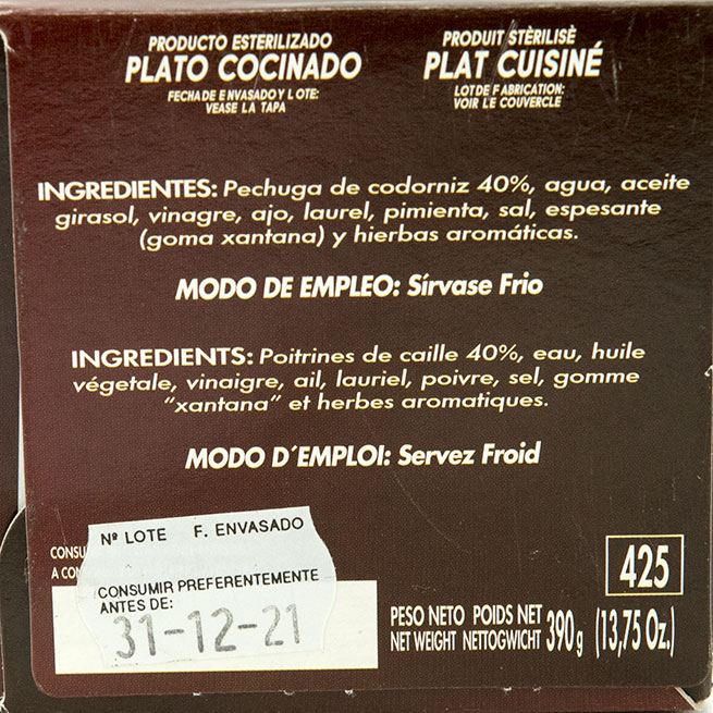 Pechugas de codorniz 500Gr Ñai Pechugas de codorniz 500Gr Ñai