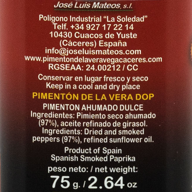 Pimentón dulce de la Vera lata D.O. Pimentón dulce de la Vera lata D.O.