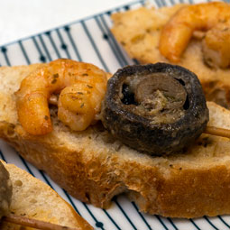 Pintxo de Langostino y Champiñón Efecto Gourmet (Bandeja 12 uds)