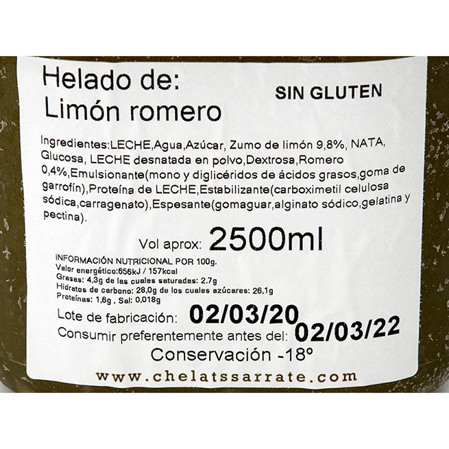 Sorbete de limón 2,5Lts Sarrate Sorbete de limón 2,5Lts Sarrate