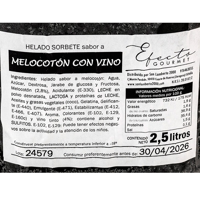 Sorbete de melocotón con vino Sorbete de melocotón con vino