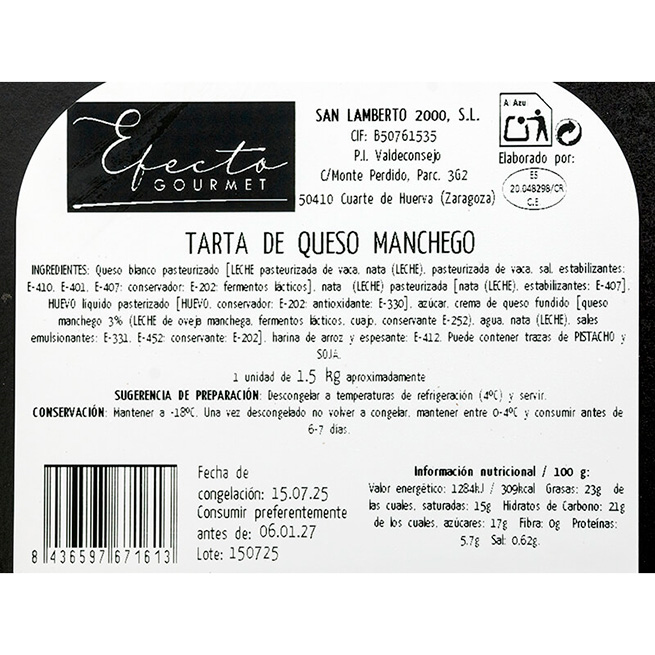 Tarta de queso artesana 16 raciones Tarta de queso artesana 16 raciones