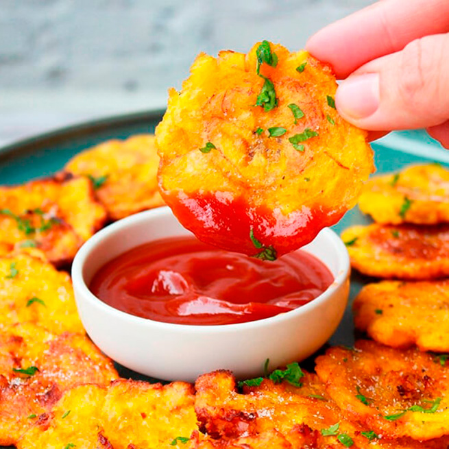 Tostones de plátano prefritos Tostones de plátano prefritos