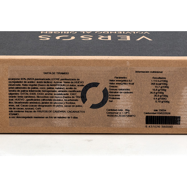 Verso frío de Tiramusú 130Gr 12Uds Verso frío de Tiramusú 130Gr 12Uds