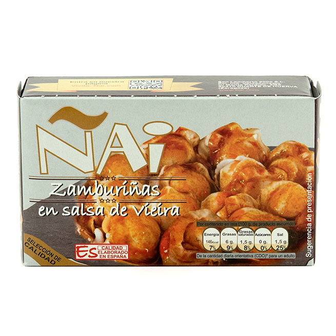 Zamburiñas de las rias gallegas en salsa de vieira 120Gr Ñai Zamburiñas de las rias gallegas en salsa de vieira 120Gr Ñai